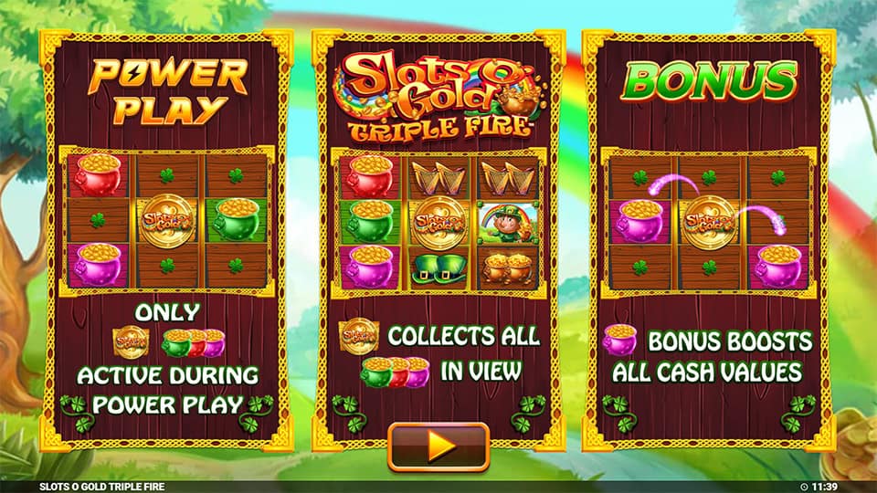 Slots O Gold Triple Fire slot intro screen