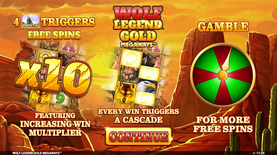 Wolf Legend Gold Megaways slot homepage