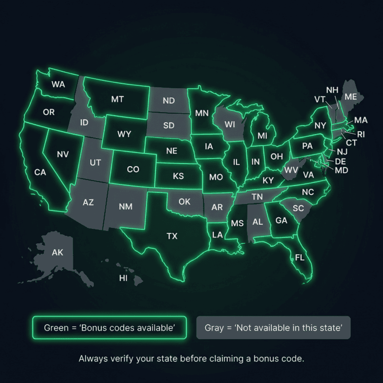 US map showing states where Stake.us bonus codes are legally available in green