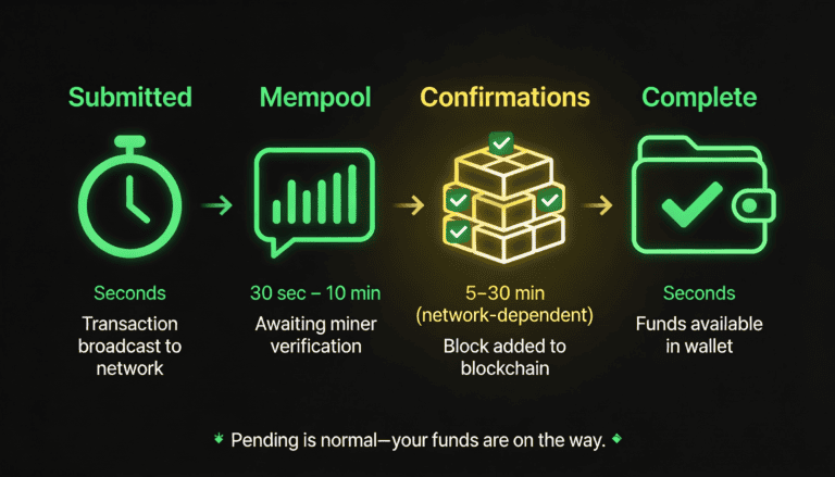 Warning card showing correct and incorrect wallet addresses with irreversible transaction consequences.