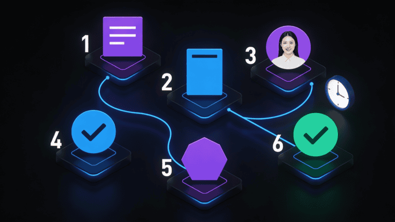 Six-step KYC verification workflow for Stake.us account activation, from basic information through identity and address confirmation