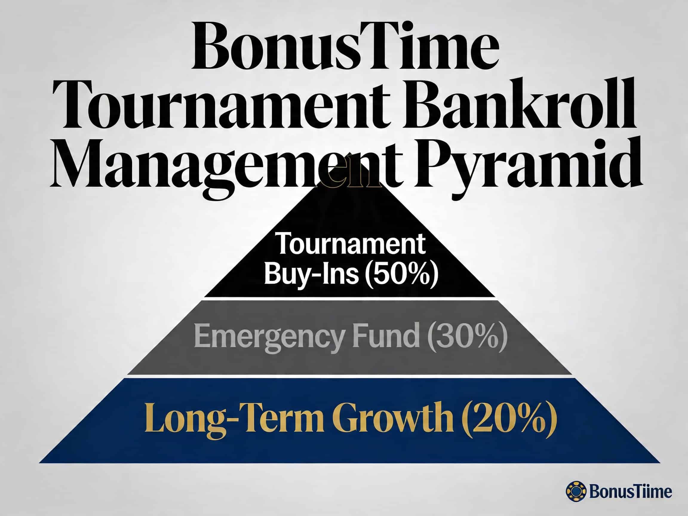 tournois stake d&eacute;butants &mdash; Bankroll management pyramid diagram for tournament play with dark and ing