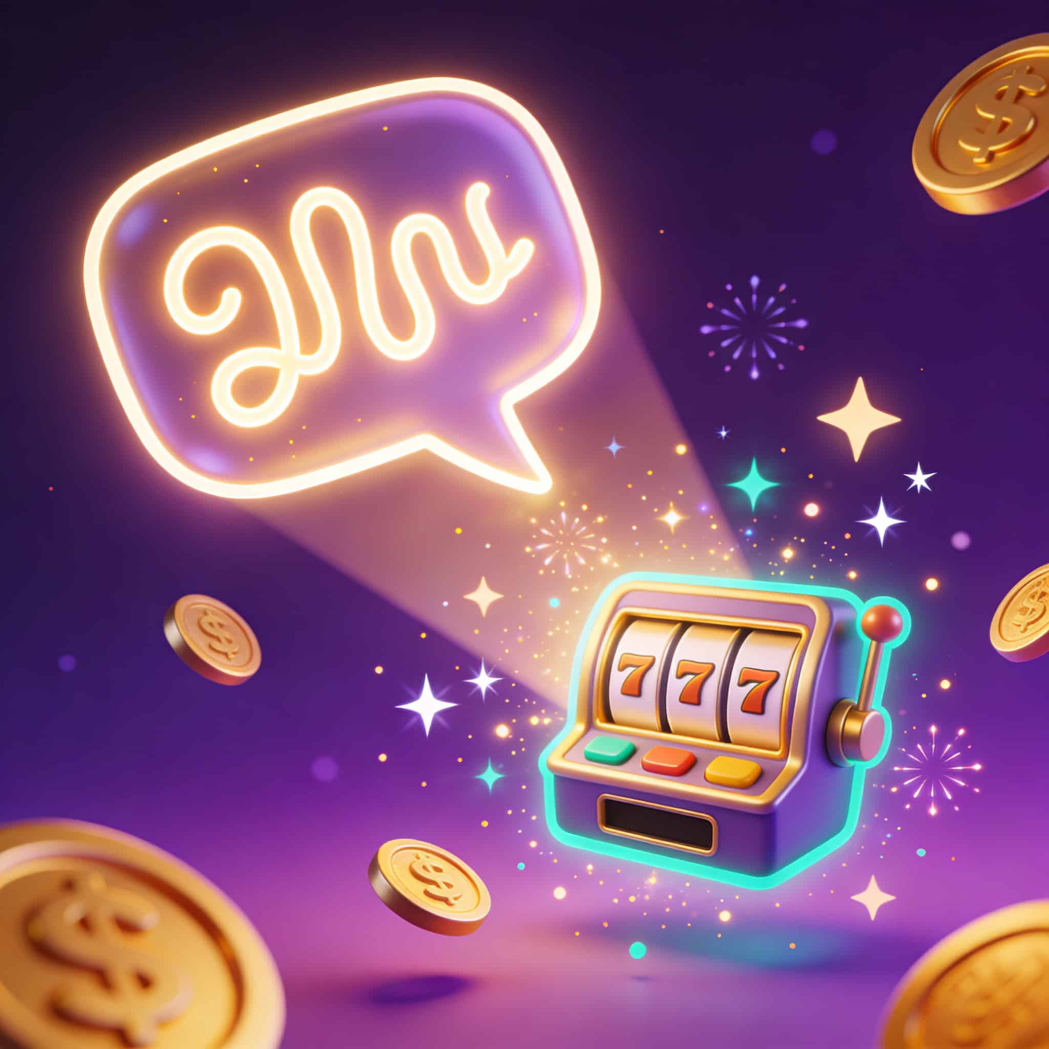 AI slot generator concept — text prompt transforming into a playable slot machine