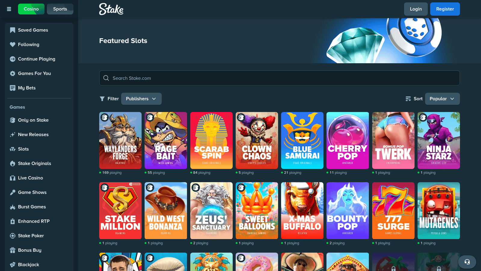 Wanted Dead or a Wild slot game page on Stake.com — Hacksaw Gaming high-volatility Western slot